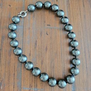 Large Gray Faux Pearl Necklace